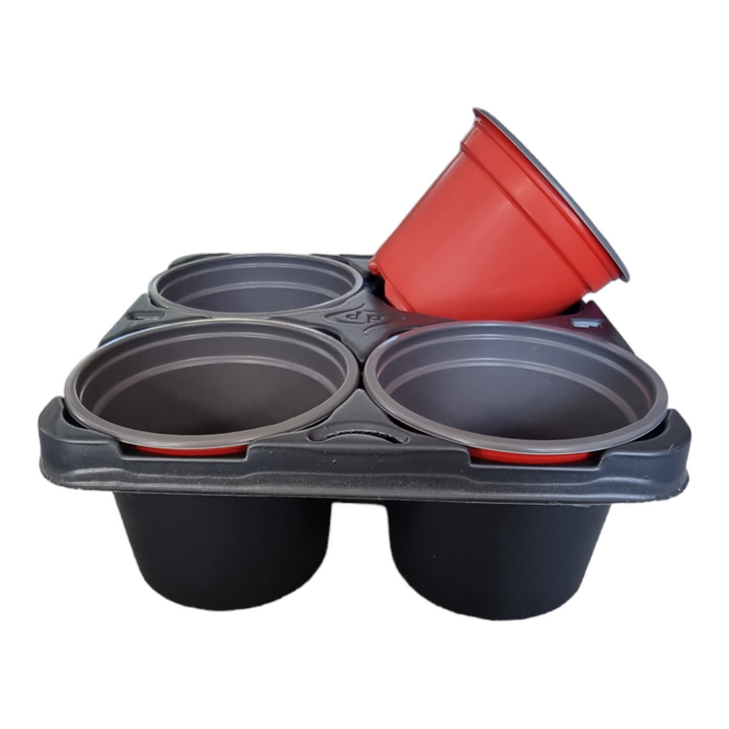 CARRY TRAY WITH 4 X 9CM ROUND POTS