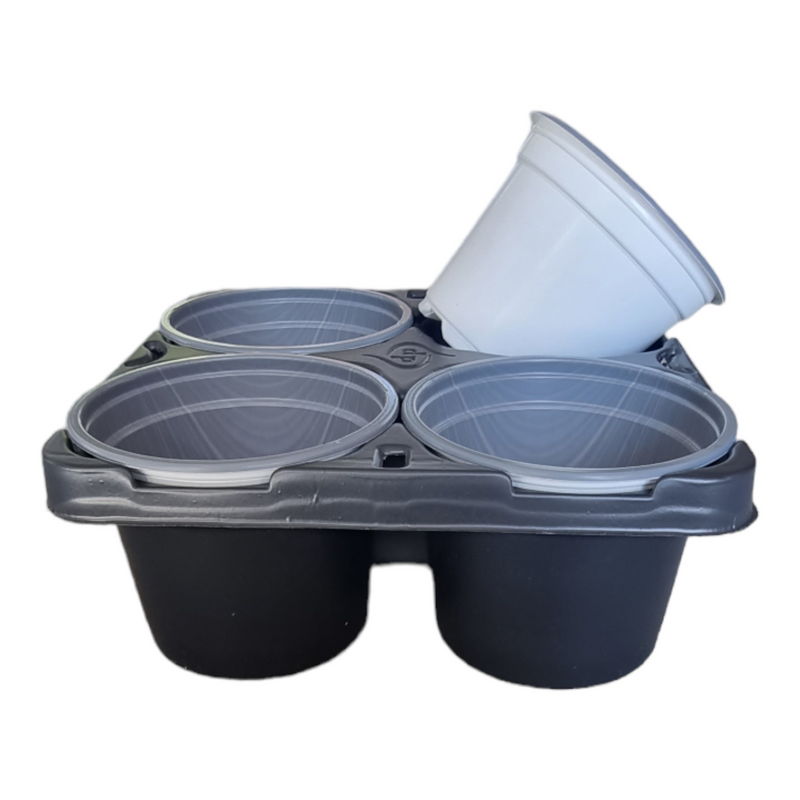 CARRY TRAY WITH 4 X 9CM ROUND POTS